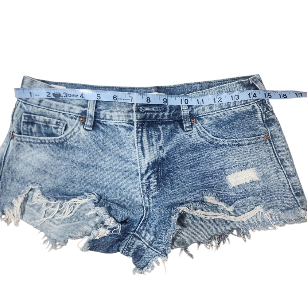 PacSun Blue Jean Shorts Distressed Casual. 25 - Picture 3 of 8